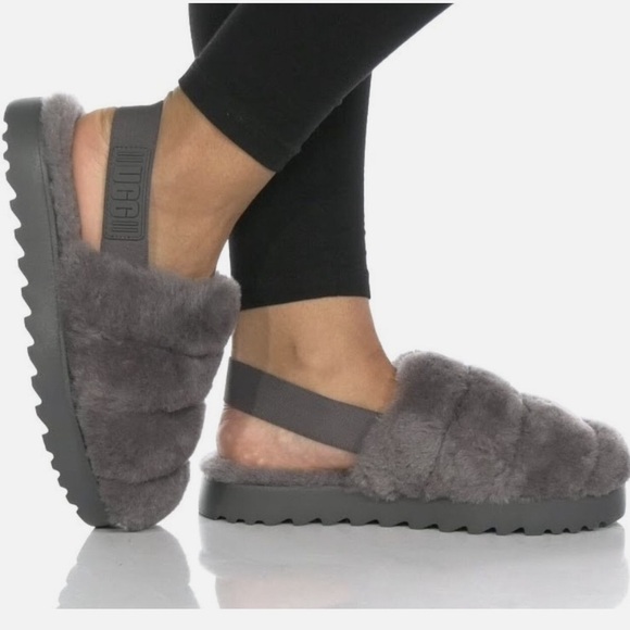 UGG Shoes - UGG Super Fluff Slippers in Charcoal